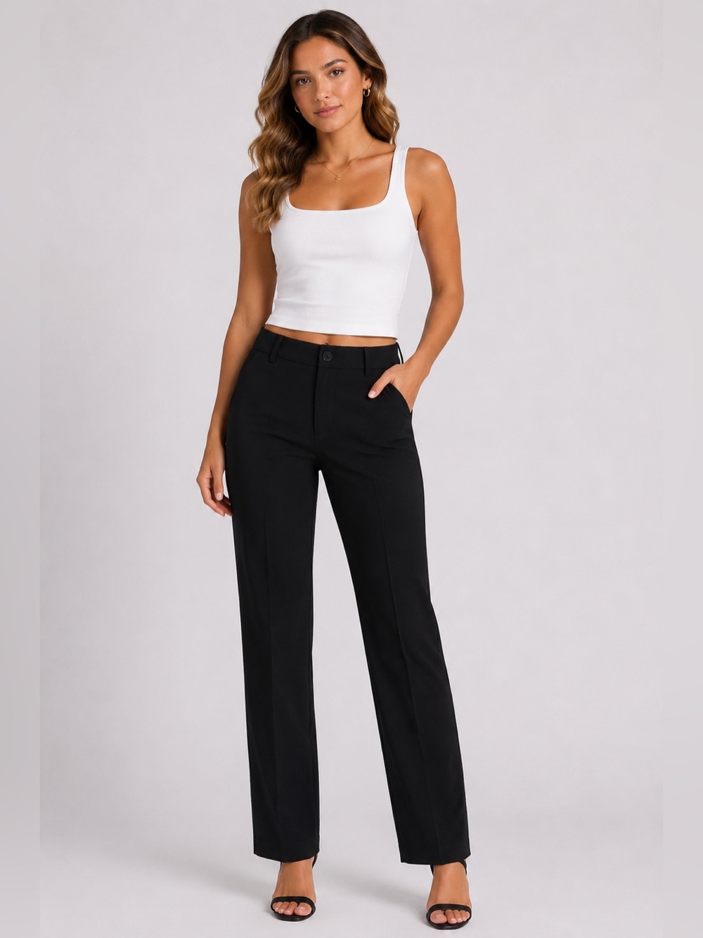 Adrianna Papell Black High Rise Straight Leg Pants Women's Size 12